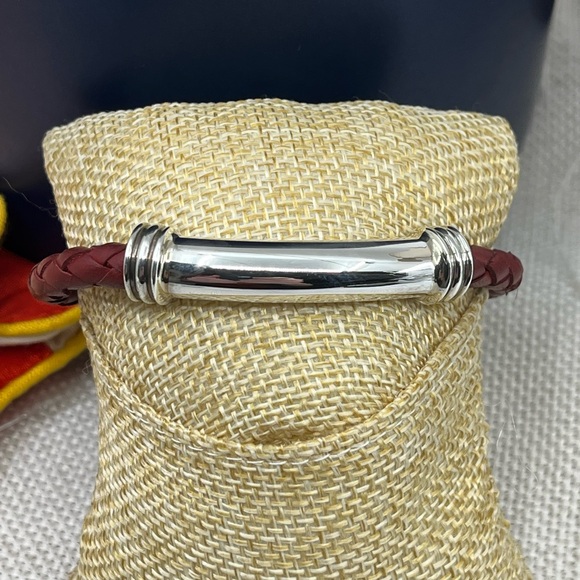 Vintage Joseph Esposito Sterling Silver & Red Leather Cuff - Picture 17 of 17
